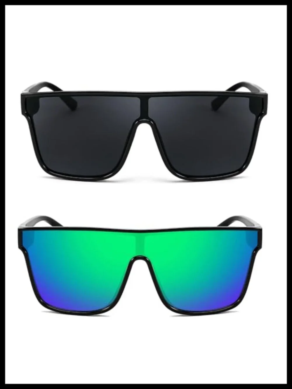 Oversized Square Mirrored Sunglasses UV400 Protection
